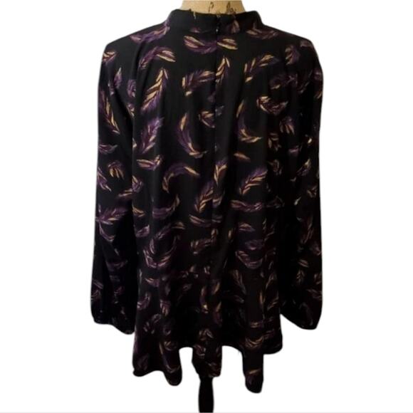 LANE Bryant Peasant Purple Black feather peplum lace front blouse plus size 24 - Picture 2 of 11